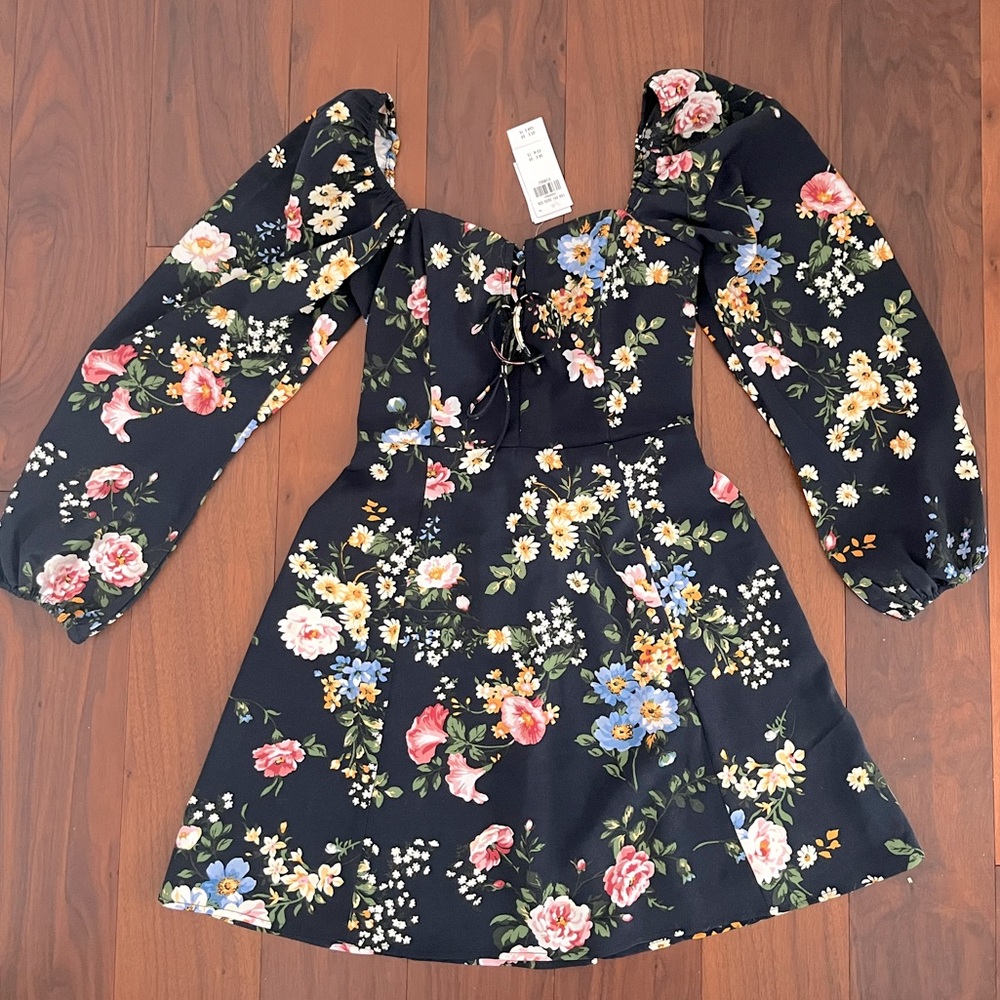 navy floral mini dress
